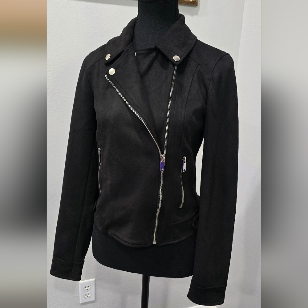 Relish Noless Faux Suede Moto Jacket – Black – Size S